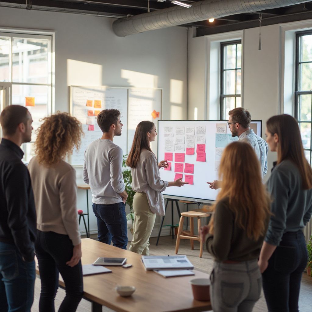 Team brainstorming session at BrokenHappen